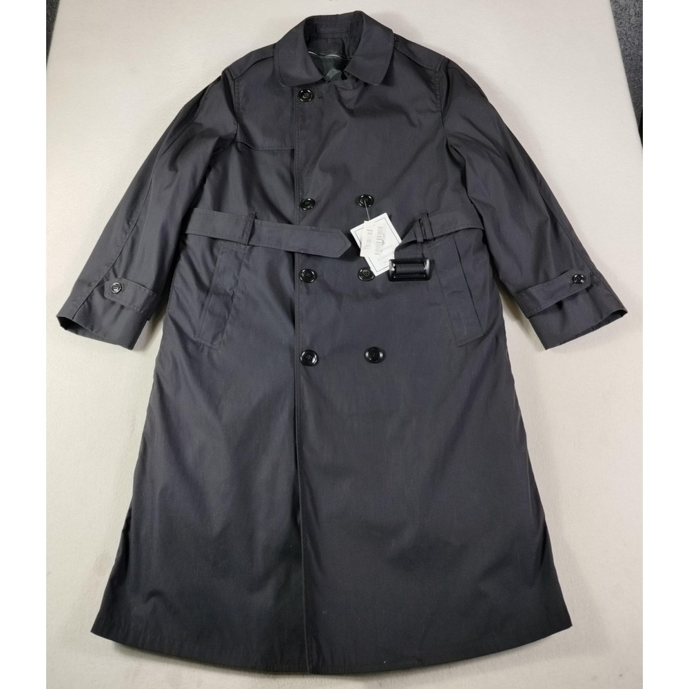 Garrison Collection Coat Mens 38R Black All Weather Army Trench Belted Made USA